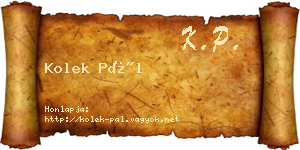 Kolek Pál névjegykártya